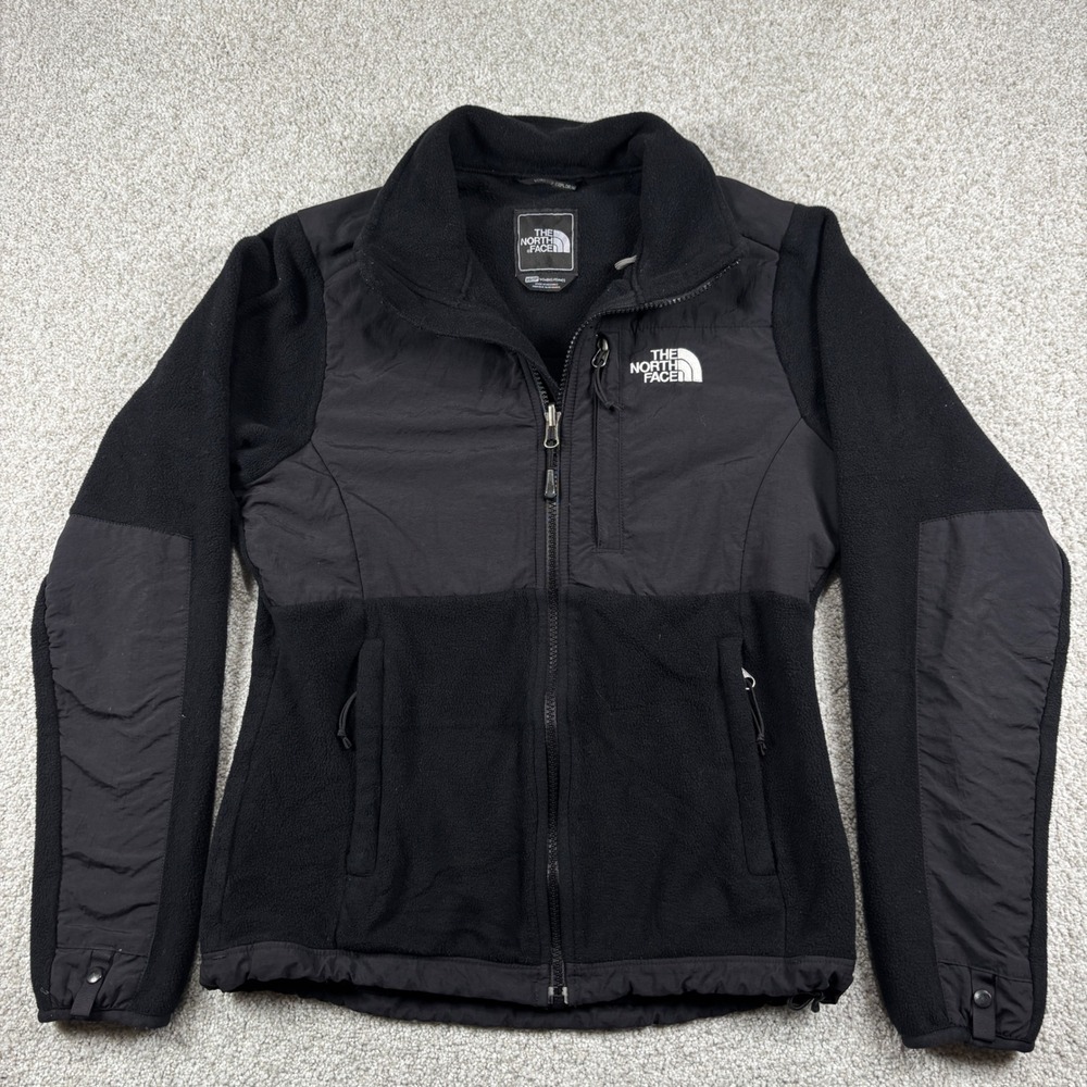 The North Face Denali Jacket Women XS Black Fleece Full Zip Nylon Overlay 01391